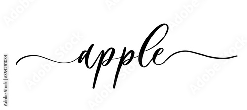 Apple - vector calligraphic inscription with smooth lines for labels and design of packaging, products, food store, fruit.