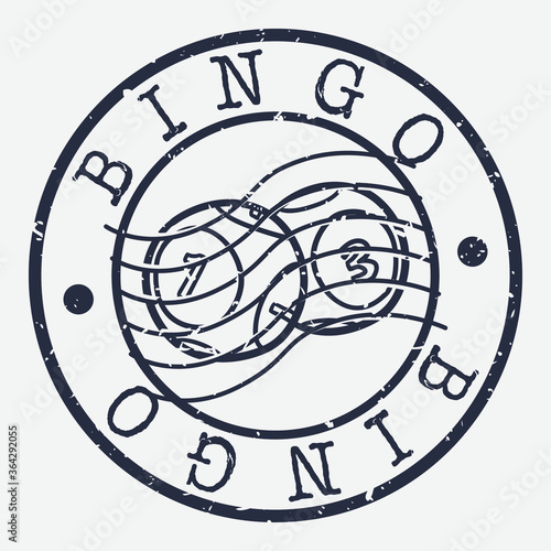 Bingo Stamp Postal. Ball Game Silhouette Seal. Passport Round Design. Vector Icon. Design Retro Travel.