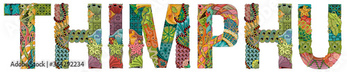 Thimphu city is the capital of Bhutan. Vector decorative zentangle object for decoration