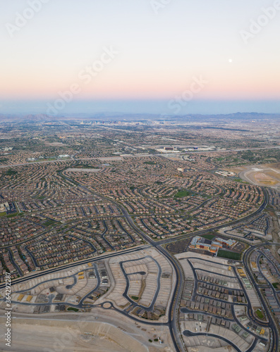 A brand new planned community is located near Las Vegas, Nevada. This area is growing in population and housing continues to expand.