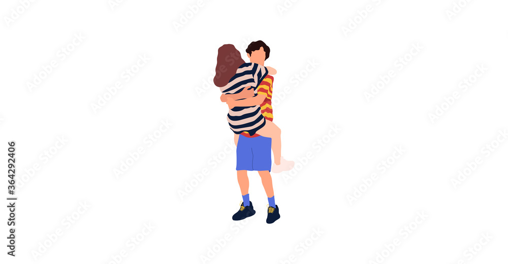 Hugging couple vector isolated flat illustration
