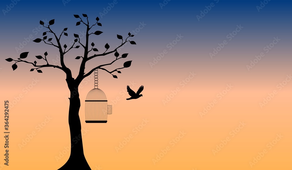 Freedom Concept,Bird Flying Out of Cage,stop cruelty to animals,let animals be free in nature.