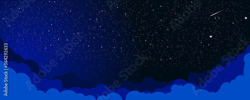 Sky color clouds landscape background design. Starlight Night. Illustration, vector