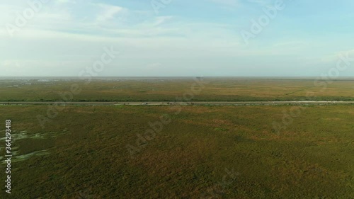 Interstate highway I75 through Florida Everglades aerial footage photo