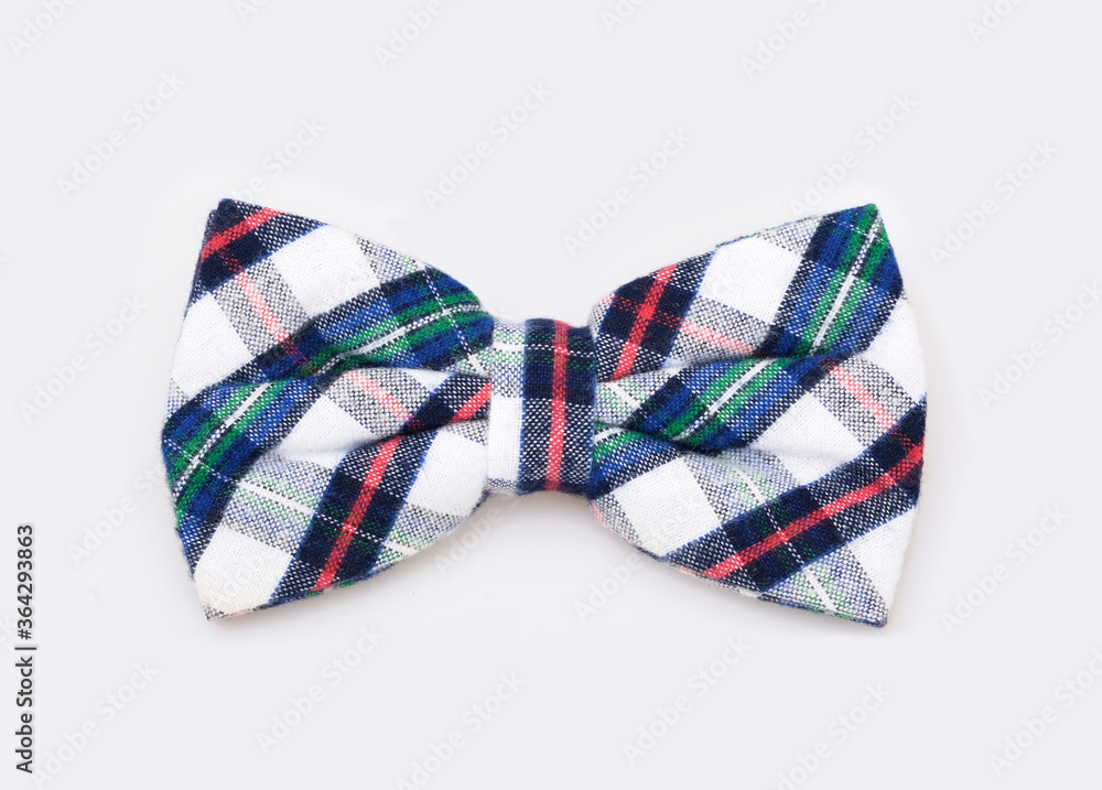 Tartan bow tie isolated on white background