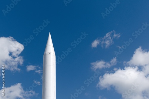 rocket on the blue sky background