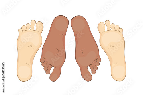 The feet of a adult man and a woman