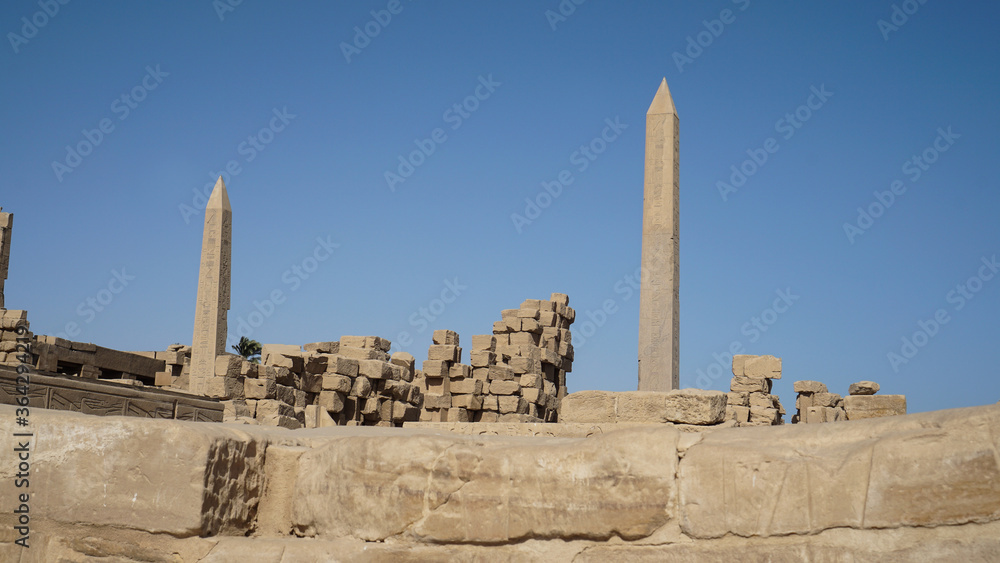Great Obelisk monuments at Karnak temple Luxor Egypt landmark build for pharoah