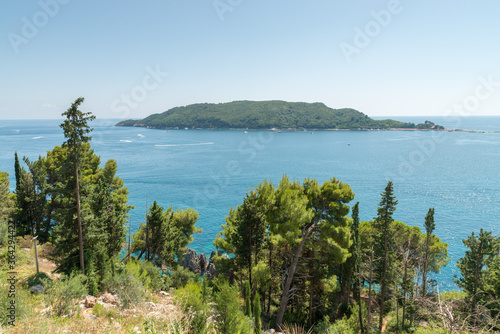 Overlook of an island in Adriatic sea near Budva