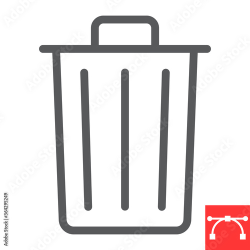 Trash bin line icon, ui and button, delete sign vector graphics, editable stroke linear icon, eps 10.