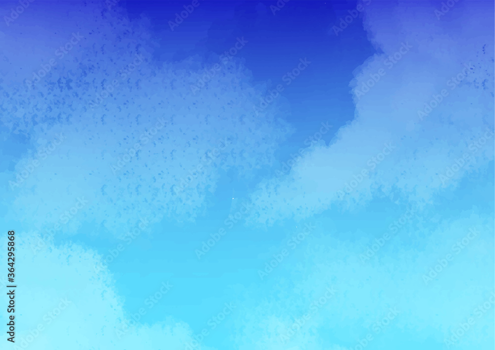 画用紙の質感のあるタッチの水彩 空と雲 画用紙の質感のあるタッチの水彩 空と雲