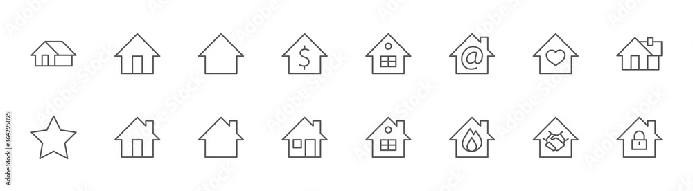 House Home Line Icons. Drop Water, Fire, Money, Bank. Editable Stroke House Home Line Icons. Drop Water, Fire, Money, Bank. Editable Stroke
