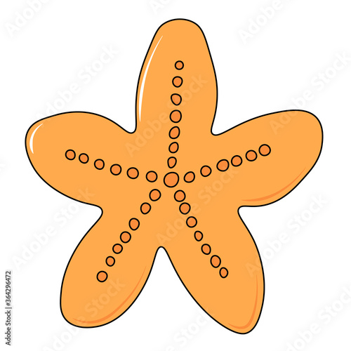 Vector cute cartoon starfish on white background. Illustration Underwater World collection. Icons  logos and symbols. For web Print and Stencil Posters Invitation and greeting card.