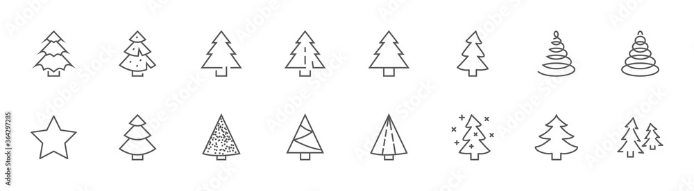 Christmas Tree Line Icon. Spruce, Present box fir. Editable Stroke Christmas Tree Line Icon. Spruce, Present box fir. Editable Stroke