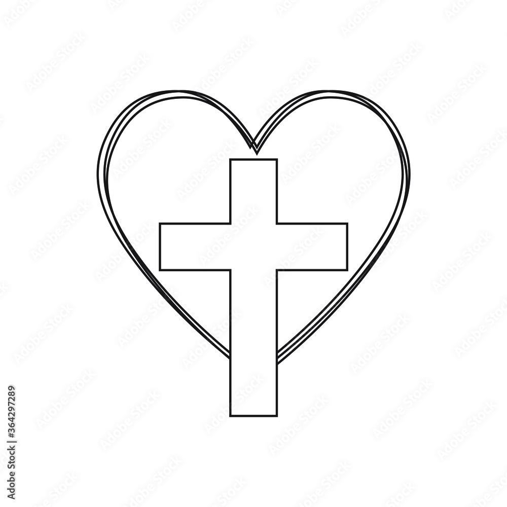 Christian cross in heart, Jesus Christ vector illustration. Christian cross in heart, Jesus Christ vector illustration.