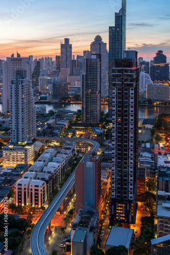 Nice scene from the Condominium rooftop location next to Chao Phraya River Bangkok/Thailand