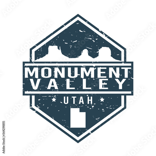 Monument Valley, UT USA Stamp. Navajo Nation Park seal. Vector icon  mountain desert emblem.  