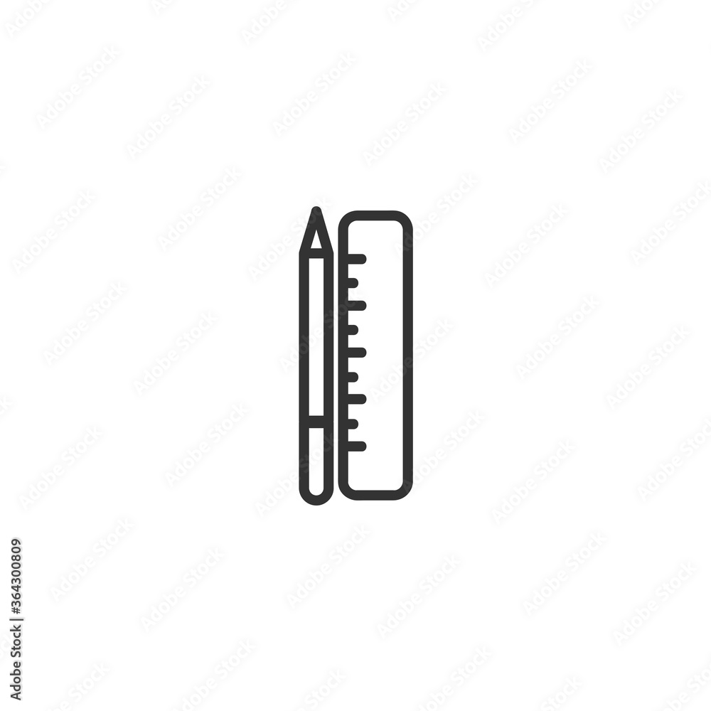 Ruler and pencil icon. chancery isolated line icon for web and mobile Ruler and pencil icon. chancery isolated line icon for web and mobile