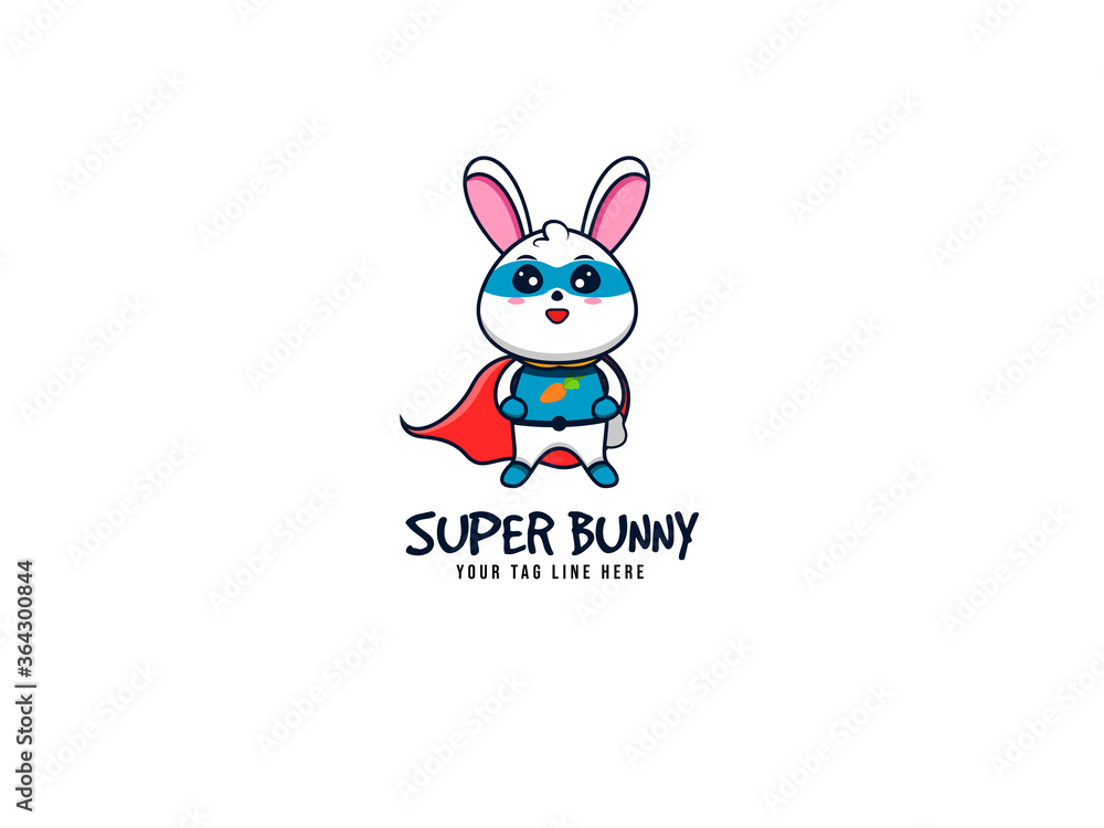 Super Bunny logo concept. logo with concept rabbit use superhero suit and mask. Suitable for Creative Industries, Shop, mascot company, and other related business. Super Bunny logo concept. logo with concept rabbit use superhero suit and mask. Suitable for Creative Industries, Shop, mascot company, and other related business.