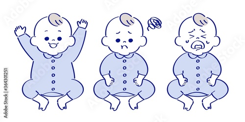 ご機嫌、不機嫌、泣く　赤ちゃん　ブルー