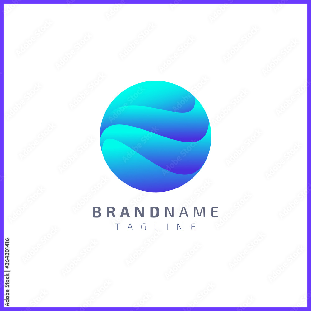 Ocean waves in circle shape. Logo design with beautiful gradient color Ocean waves in circle shape. Logo design with beautiful gradient color