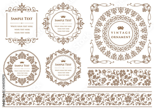 vintage ornament set. borders and frames.