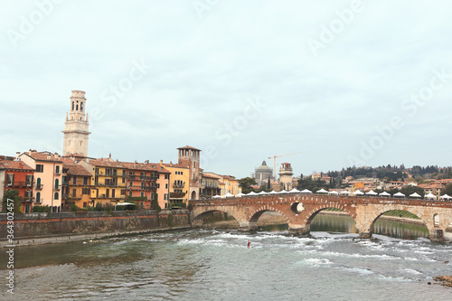 historic city and river of Verona, Italy 