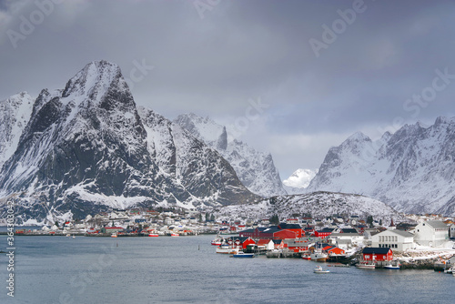 Winter landscape of Reine Resort in Lofoten Archipelago, Norway, Europe © Rechitan Sorin