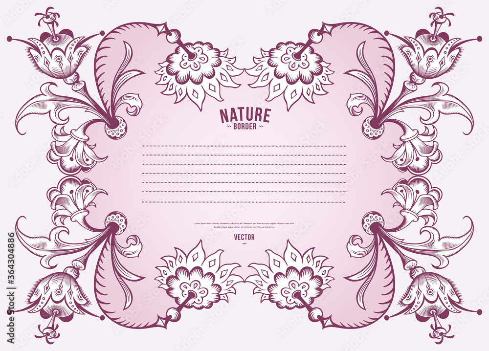 Floral hand drawn vector border