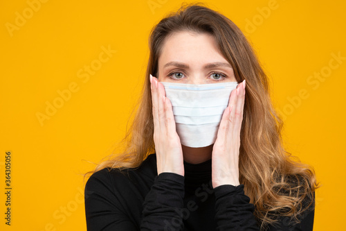 Frightened woman in gauze b...