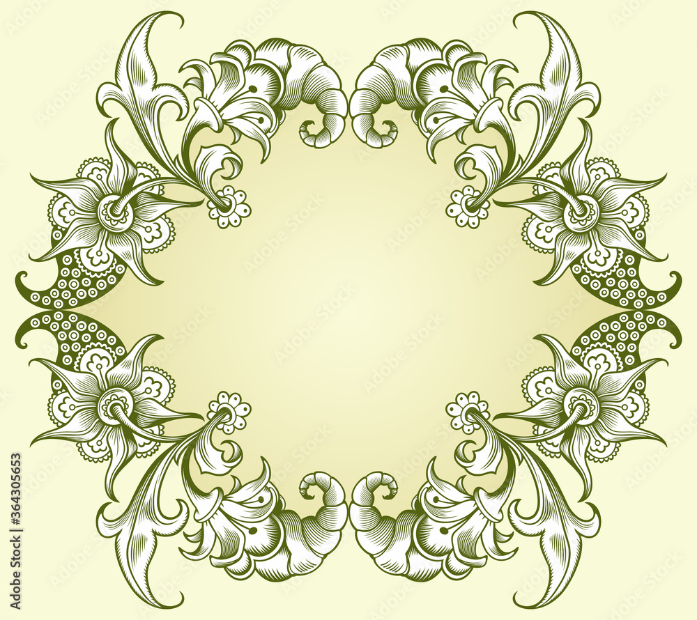 Floral hand drawn vector border