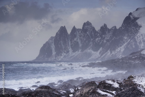 Winter landscape in Lofoten Archipelago  Norway  Europe