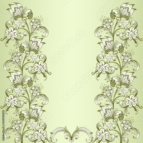 Floral hand drawn vector vintage border