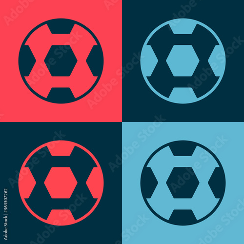 Pop art Football ball icon isolated on color background. Soccer ball. Sport equipment. Vector.