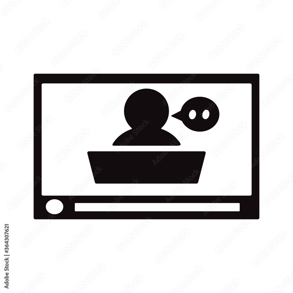 Video conference icon illustration in line design style. Video conference icon illustration in line design style.