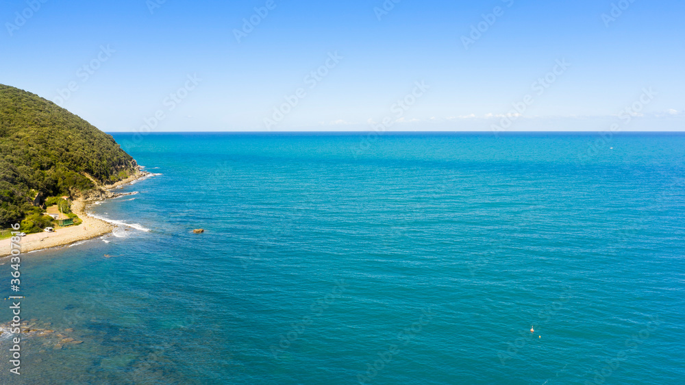 aerial view of the etruscan coast in tuscany in the province of grosseto populonia