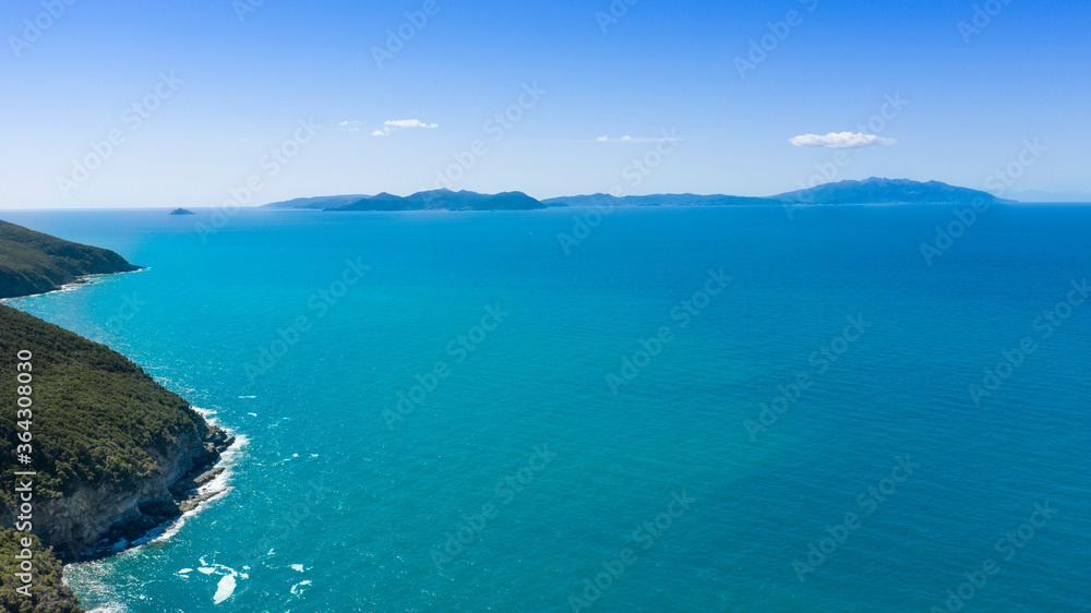 aerial view of the etruscan coast in tuscany in the province of grosseto populonia aerial view of the etruscan coast in tuscany in the province of grosseto populonia