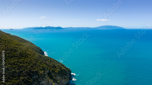 aerial view of the etruscan coast in tuscany in the province of grosseto populonia