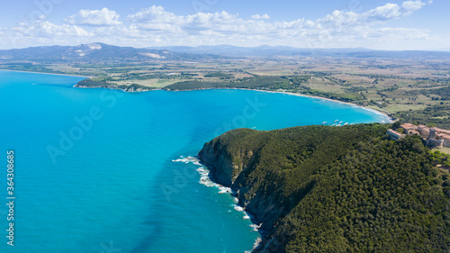aerial view of the etruscan coast in tuscany in the province of grosseto populonia © Massimo