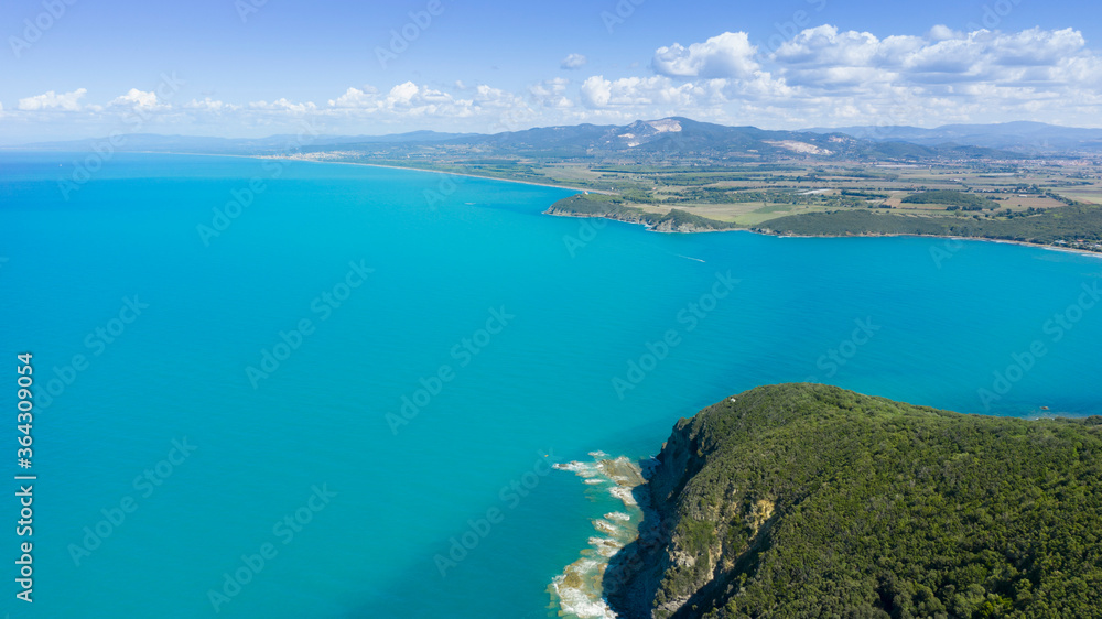 aerial view of the etruscan coast in tuscany in the province of grosseto populonia