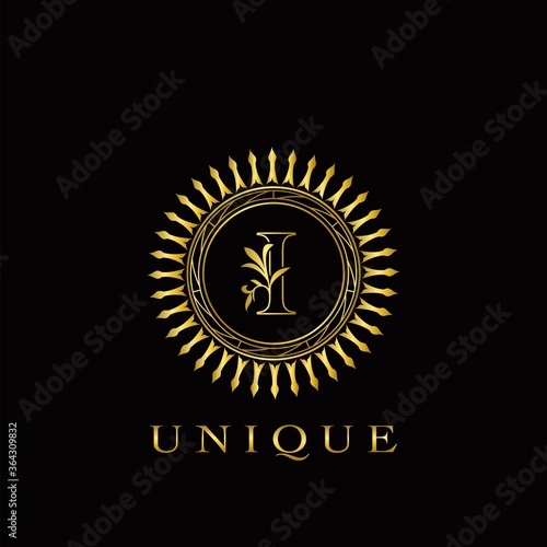 Golden Circle Deco I Luxury Floral Letter Logo Design. Monogram unique emblem ornate nature floral leaf with initial letter logo