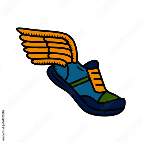 flying shoe sneaker illustration