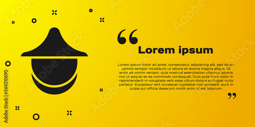 Black Beekeeper with protect hat icon isolated on yellow background. Special protective uniform. Vector.