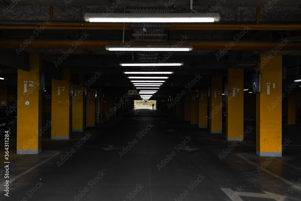 view of road in underground parking under mall