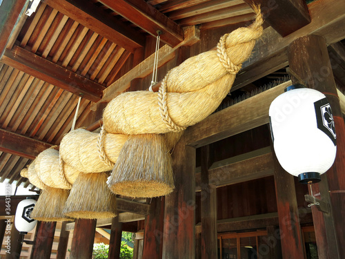 The Sacred Straw Rope on the Prayer Hall of Izumo Grand Shrine (出雲大社拝殿注連縄) in Shimane, JAPAN