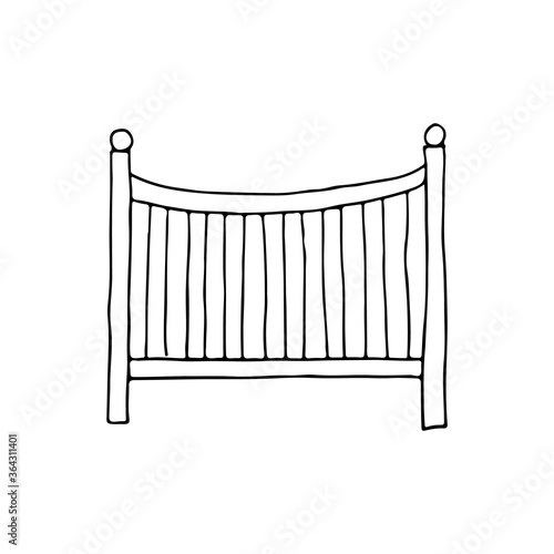 Doodle baby crib icon in vector. Hand drawn baby crib icon in vector. Doodle cot icon in vector