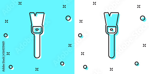 Black line Paint brush icon isolated on green and white background. For the artist or for archaeologists and cleaning during excavations. Random dynamic shapes. Vector.
