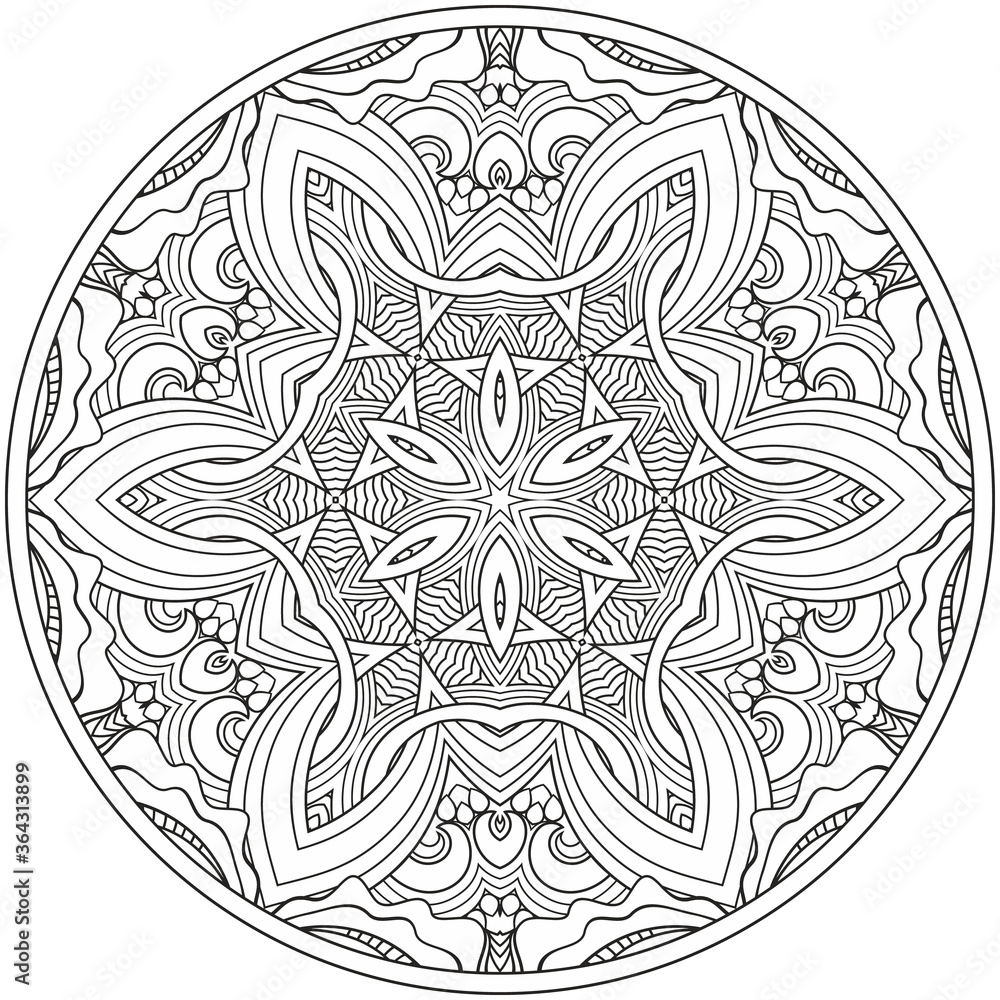 Vector floral ethnic hand drawn line art mandala