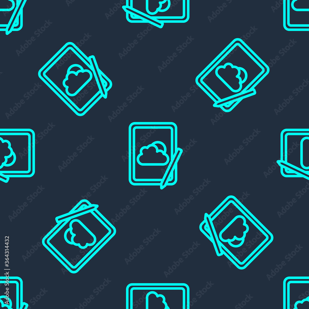 Green line Weather forecast icon isolated seamless pattern on blue background. Vector. Green line Weather forecast icon isolated seamless pattern on blue background. Vector.