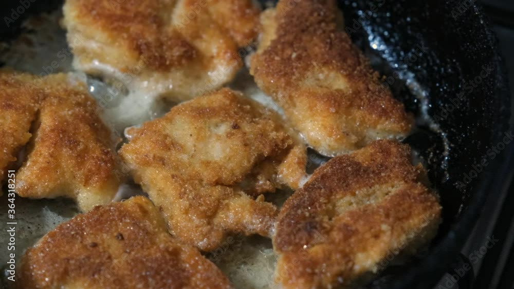 Chicken schnitzel in homemade cooked pan Chicken schnitzel in homemade cooked pan